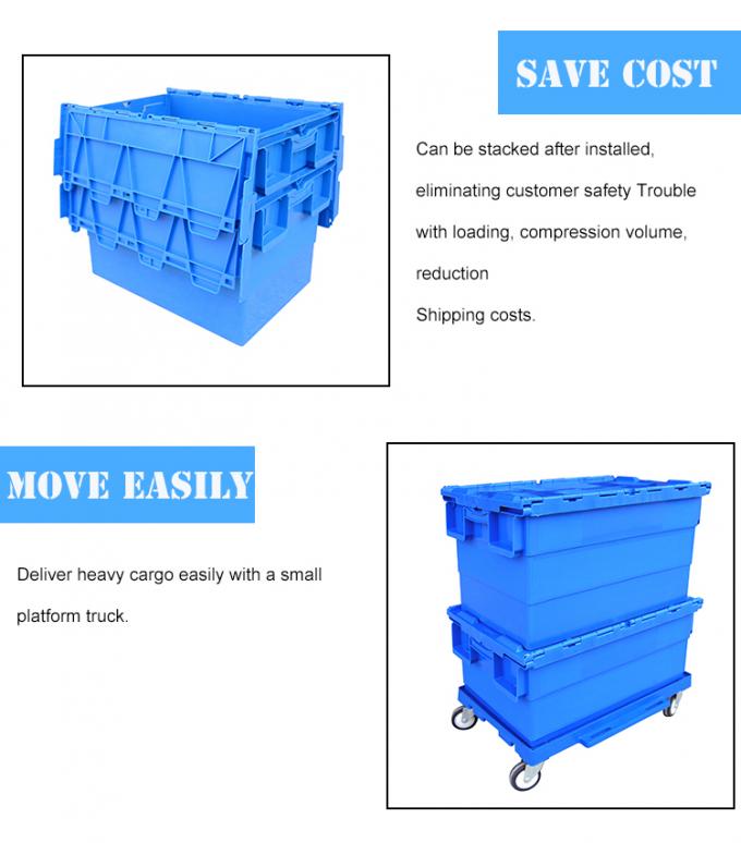 Logistieke verpakkingen Verhuizing Plastic Tote Storage Bins Grote stapelbare Nestable met deksel 1