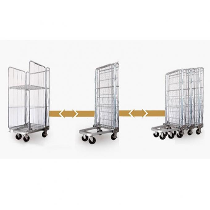 Wire Mesh Steel Nesting Security Roll Cage Trolley Folding voor opslag in pakhuizen 4
