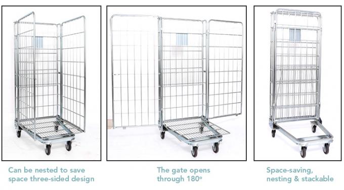 Wire Mesh Steel Nesting Security Roll Cage Trolley Folding voor opslag in pakhuizen 5